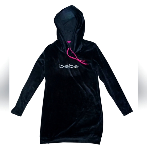 bebe Other - Bebe Black Hooded Sleepwear Dress with Pink Accents size medium Y2K vibes